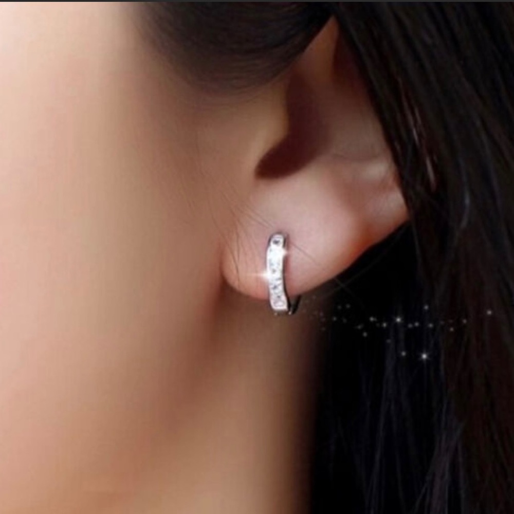 18K White Gold Filled cz Sapphire Charms Earrings